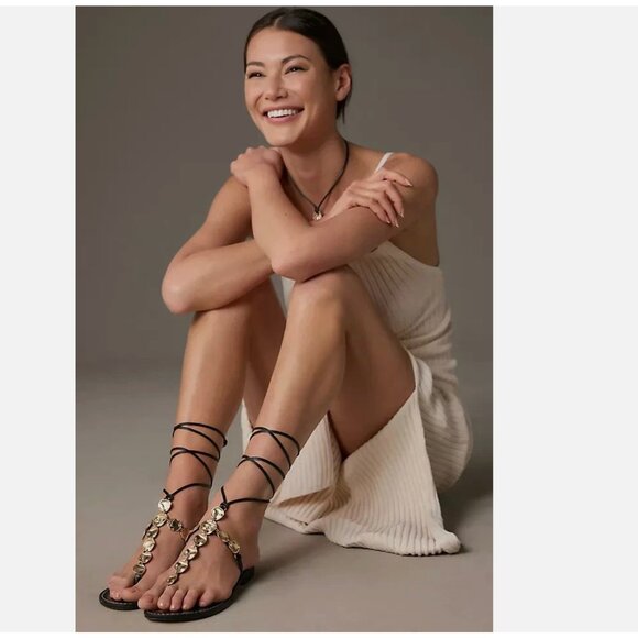 NEW Sam Edelman Deirdre Ankle Wrap Sandal (Women) 8.5M, BLACK - Picture 1 of 11